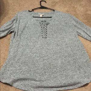 Arizona jeans sweater w/ lace neckline